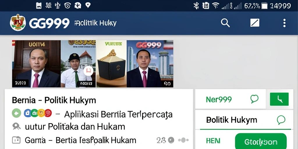 Tampilan antarmuka GG999 yang menampilkan berita terkini politik dan hukum.